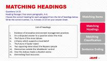 استدلال سوالات Matching Heading ریدینگ آزمون آیلتس
